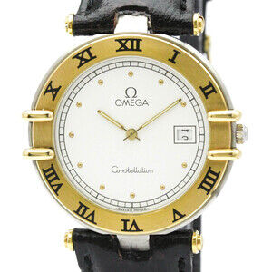 OMEGA Constellation Date 18K Gold Steel Mens Watch 196.0360 Polished